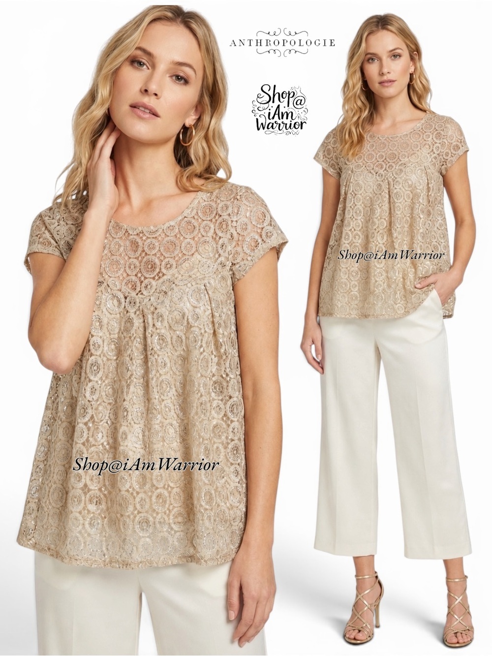Anthropologie {Akemi + Kin} metallic lace top *shop@iamwarrior